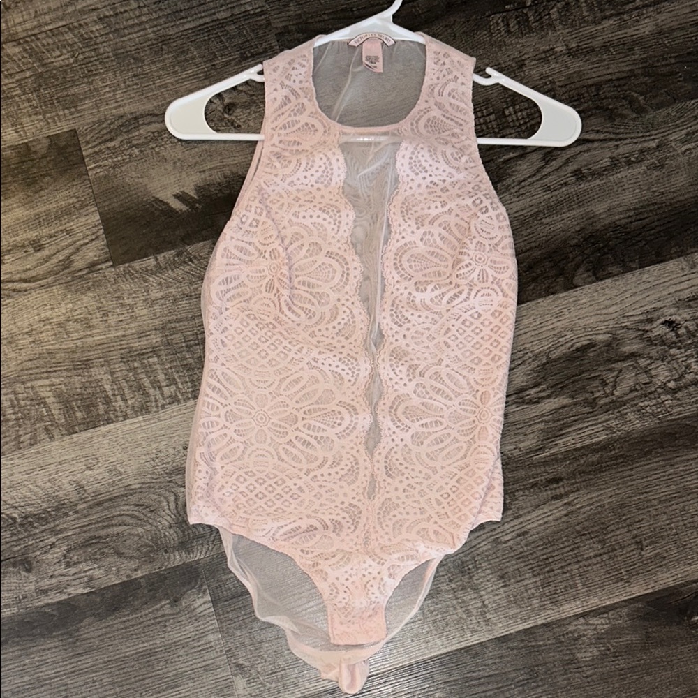 Pink Lace Sleeveless Bodysuit
